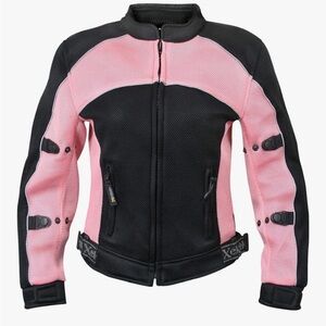 Xelement 'Guardian' Black & Pink Mesh Motorcycle Jacket with X-Armor Protection